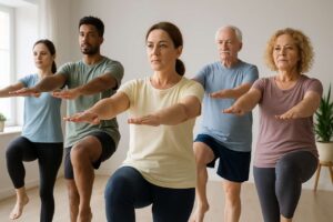 If you can’t exercise on the floor, try these three standing movements to strengthen your core muscles and improve your balance